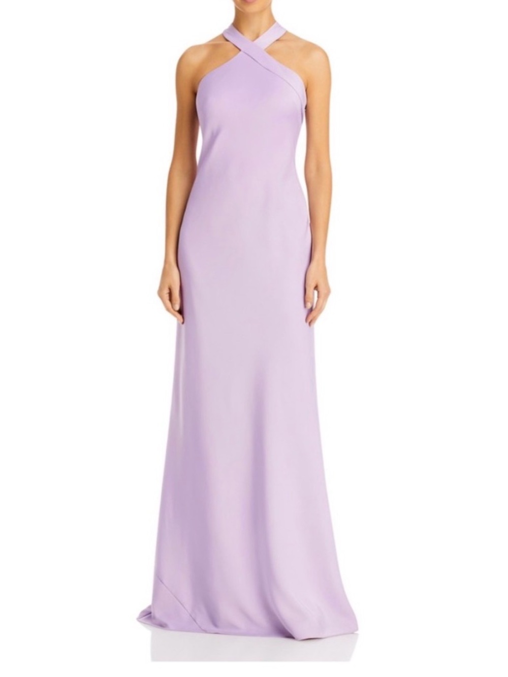 Aidan Maddox Sleeveless Lilac Cross-Neck Maxi Dress
